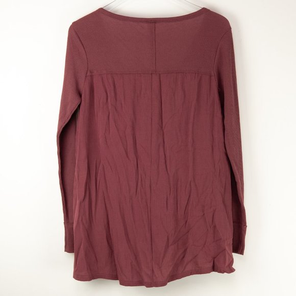 Altar'd State Shirt Thermal Shirt Top Long Sleeve Wine Burgandy Size Small New - Picture 2 of 6